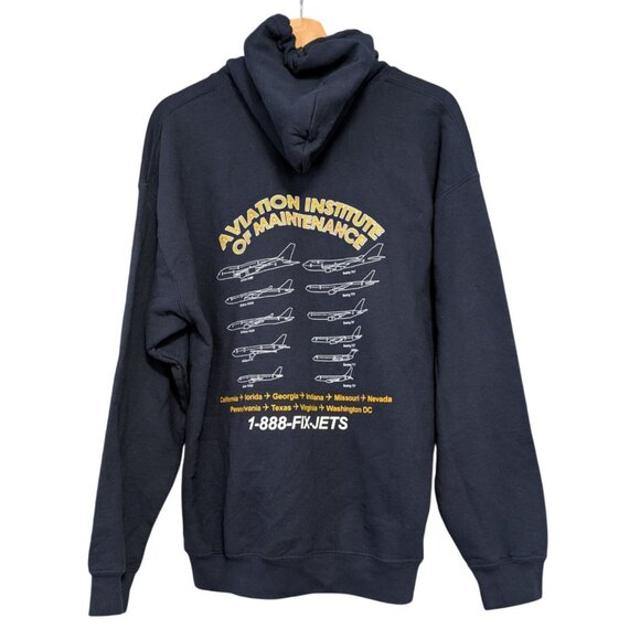 Aviation Institute Of Maintenance Hoodie Mens Size L Navy Blue - Picture 1 of 6